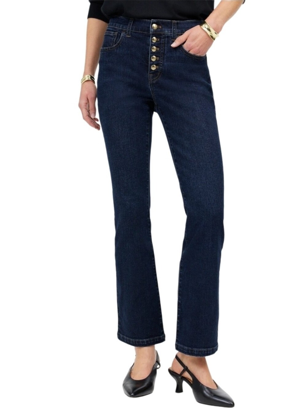 Madewell Mid-rise Kick Out Flare Leg Jeans Crop Button Fly Stretch Dark Wash 26